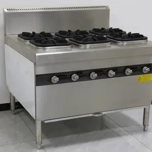 Gran oferta, estufa de gas industrial de 6 quemadores con horno, estufa de cocina de acero inoxidable independiente