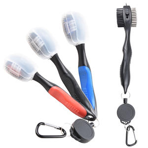 Nouvelle brosse de nettoyage double face pour club de golf avec boule et tête de brosse en acier rouge/bleu/noir 20x6cm - Product Image 1