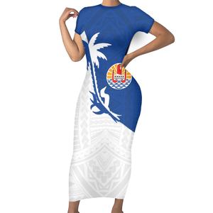 <span class=keywords><strong>Tahiti</strong></span> polynésien Tribal tatouage cocotier motif Slim Fit robe imprimer à la demande fête robe de soirée qualité jupe en gros - Product Image 3