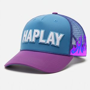 Tùy Chỉnh Của Riêng Bạn 3D Thêu Logo Mens Da Lộn Trucker Hat Mũ Lửa Trên Lưới Thêu Vá Trucker Mũ - Product Image 3