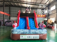 Château gonflable en PVC couleur macaron personnalisé QY Factory, combinaison toboggan et piscine, 5x4x3M, usage commercial, parc d'aventure