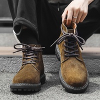 Nouvelle collection printemps : Bottes mi-mollet tendance et polyvalentes pour pieds larges, respirantes, à lacets avant, style moto classique pour le travail.