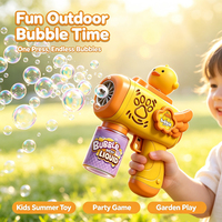 Pistolet à bulles électrique automatique lumineux en forme de poussin de dessin animé, résistant aux fuites, pour enfants, idéal pour les fêtes estivales en extérieur