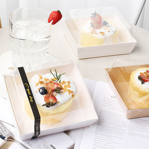 เค้กทีรามิสุแบบม้วน แซนด์วิช สโนว์เมด ทาร์ต ขนมปังแฮมเบอร์เกอร์ กล่องขนมหวาน เคลือบลามิเนตแบบด้าน ลายนูน วัสดุรีไซเคิล เกรดสำหรับอาหาร - Product Image 3