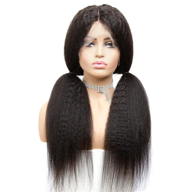 LSY Wig Renda Penuh Lurus Kinky Rambut Manusia Virgin Brasil Tanpa Diproses Kutikula Grosir UNTUK WANITA HITAM