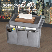 Classique 5 poches sac de rangement suspendu porte-gobelet plateau canapé accoudoir organisateur pour salon canapé TV télécommande organisateur