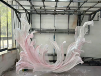 D359 Installation artistique géante en organza pour décor de toile de fond de scène d'entrée de mariage, banquets de fiançailles et vitrines de centre commercial