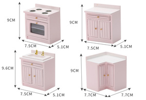 Meubles miniatures pour maison de poupée 1:12, armoires de cuisine, modèle de nourriture miniature, combinaison table de cuisson, évier et comptoir - Product Image 6