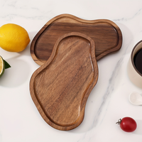 Assiette irrégulière en bois d'acacia pigmenté, style nuage moderne, plateau solide pour petit-déjeuner occidental, idéal pour la maison, le thé, les collations, le pain et les gâteaux
