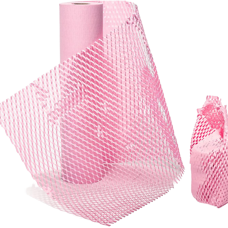 Factory Direct High Quality Pink Vellum Craft Packaging Kraft Roll Honeycomb Wrapping Paper Cardboard Pulp Print for Candle