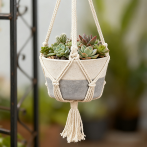 Panier <span class=keywords><strong>suspendu</strong></span> pour plantes en coton tressé à la main, sac en filet pour <span class=keywords><strong>pot</strong></span> de plante, corde suspendue créative, panier <span class=keywords><strong>suspendu</strong></span> pour plantes tissé - Product Image 5