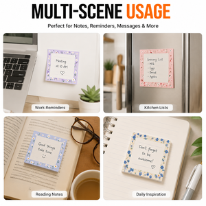 Floral Print Lined Sticky Notes, Custom Logo Printed Self-Adhesive <b>Memo</b> <b>Pads</b> for Office, School & Daily Planner Organization - Product Image 3