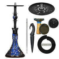 Aksesoris Merokok Shisha Modern Mangkuk Kaca Kristal Hookah dengan Pot Shisha Silikon Mangkuk Hookah Hitam