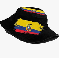Gorras deportivas de poliéster con impresión completa de logotipo personalizado, sombrero de cubo de Ecuador para viajes, playa, pesca, Camping