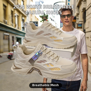 Nouvelles Chaussures Montantes Blanches pour Hommes 2024 – Tendance Printemps-Été, Respirantes en Maille, Décontractées et Sportives - Product Image 2