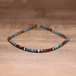 ボヘミアンスタイルステンレススチールネックレス女性用タイガーアイアフリカンターコイズビードチョーカーラックエネルギーストーンネックレス男性用 - Product Image 6