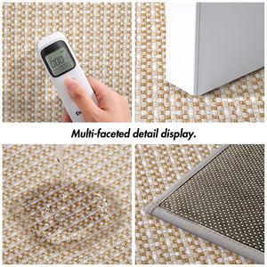 Alfombra de Bambú y Algodón Aterciopelado, Rectangular, Antideslizante, Color Crema, Textura Geométrica, Fibra de Poliéster, Fácil de Limpiar - Product Image 3