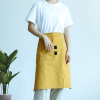 Tablier de chef/serviteur sans manches en jean, mi-long, pour hommes et femmes, idéal pour l'hôtellerie, la restauration et la cuisine, avec imprimé tendance coréen