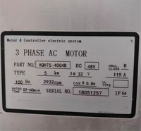 Moteur à courant alternatif triphasé AQHT5-4004B-X 48V 5KW, 2932 tr/min, Kits de conversion EV pour pince Lv, voiture EX aqht54 -- 4b