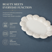 Assiette en céramique en forme de coquille de 14,75'' en porcelaine, plat à poisson en New Bone China, vaisselle de gros pour hôtels et restaurants, OEM ODM
