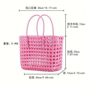 Bolsos de Mano de PVC Tejido para Mujer, Coloridos, Impermeables, para la Playa, Compras, Verano - Product Image 6