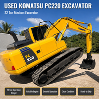 Excavatrice sur chenilles Komatsu 220 d'occasion, 22 tonnes, moteur PLC, système hydraulique complet, capacité de la benne de 1 m³, faible nombre d'heures, bon état