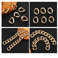 Chaîne en acrylique électroplaqué UV avec fermoir ouvrant 22*25mm, imitation métal, accessoire de collier en diamant HC, couleur or, argent, champagne