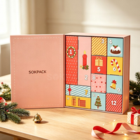 Boîte de calendrier de l'avent personnalisée écologique avec 12 compartiments vides pour desserts de fêtes, emballage cadeau pour bonbons