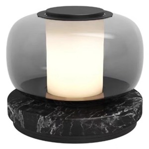 Lampe de table moderne en marbre avec abat-jour en verre, lumière LED à commande tactile pour salon, chambre à coucher, design nordique - Product Image 1