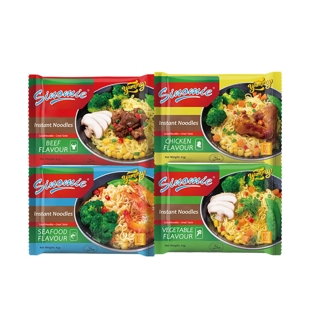 SINOMIEファクトリー65g-120g鶏肉/牛肉/野菜/シーフード/カレー風味のインドミ麺卸売インスタント麺