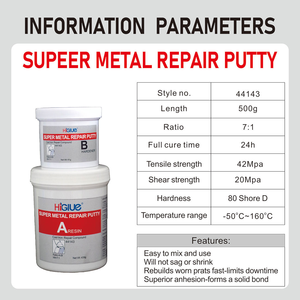 Deux composants 7:1 160 ℃ résine époxy résistante aux basses températures Super réparation mastic AB pâte pour la réparation des métaux - Product Image 5
