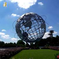 Décoration de station de vacances à thème extérieur Sculpture de globe du monde de la grande terre en acier inoxydable