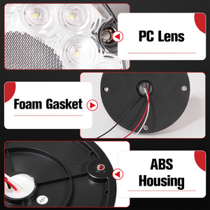 2 feux arrière ronds blancs à 17 LED de 7 pouces avec montage en surface à 4 trous pour camping-cars, camions, remorques, bus, fourgonnettes, étanches IP65 - Product Image 4