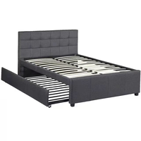 Neues Design Europäisches Gepolstertes Stoffbett mit Ausziehbett Bettgestell Boxspringrahmen 140x200cm Kunststoffrahmen