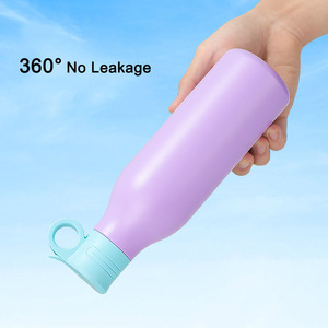 New Style Colorful 550ml <b>Flask</b> Stainless Steel Water Bottle <b>With</b> Folded <b>Straw</b> Lid Handgrip Sports - Product Image 3