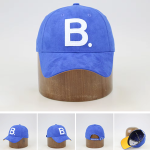 Casquette de baseball noire à 6 panneaux en daim structuré avec sangle réglable et étiquette tissée personnalisée - Product Image 5