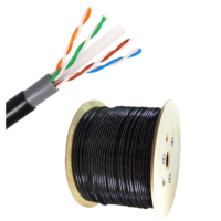 Kabel LAN UTP Cat6 Tahan Air Berkualitas Tinggi untuk Luar Ruangan Tanpa Pelindung 305m/1000ft dengan Selubung PE untuk Komunikasi Perusahaan