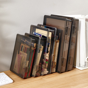 Desktop Organizer Box A4 Document Storage Moisture Proof File Holder Office Supply Rectangle Solid Color Covered - Product Image 2