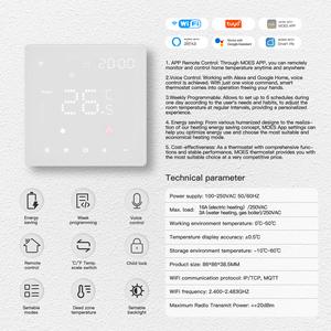 Termostato Inteligente WiFi LangYeao 16A para Caldera de Agua, Eléctrica y de Gas, Compatible con <span class=keywords><strong>Alexa</strong></span> y Google Home, Modo ECO Programable Semanalmente - Product Image 2