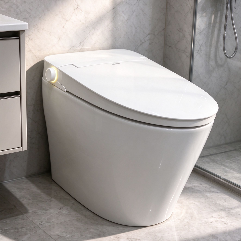 One Piece Smart Toilet with Bidet Heated Seat Warm Water Wash Air Dryer ...
