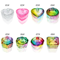 BIN vente en gros Nail Art Dappen plat acrylique liquide poudre forme de coeur Dappen bol monomère plat verre cristal tasse verrerie