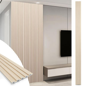 Panneau mural en WPC à base de fibres de charbon de <span class=keywords><strong>bambou</strong></span>, texture tissu résistante aux rayures, grain de bois naturel, combiné avec des panneaux muraux acoustiques - Product Image 1