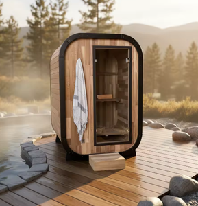 HELIUS - Sauna Panorámica de Vapor Estilo Cubo, Moderna, de Madera Maciza de Hemlock Canadiense, para 1-2 Personas, Ideal para Villas - Product Image 1