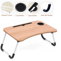 Table de repos de lit en bois Portable Support pour ordinateur portable Plateau de lit Étude d'ordinateur Bureau de travail à domicile Stockage d'ordinateur