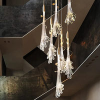 ECOJAS projoutdoorn Design hotel folding décoration de hall personnalisé de luxe en verre escalier Led lustre moderne 80 intérieur + 5