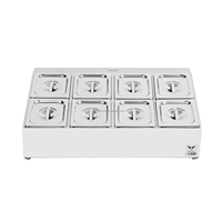 Organisateur de condiments en acier inoxydable pour table, support de rangement commercial pour assaisonnements de cuisine, idéal pour la restauration et la préparation alimentaire