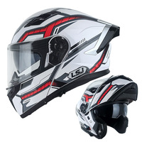 Casque de moto ABS à visière relevable avec double visière, certifié DOT et 3C, avec emplacement pour casque audio, idéal pour le dropshipping