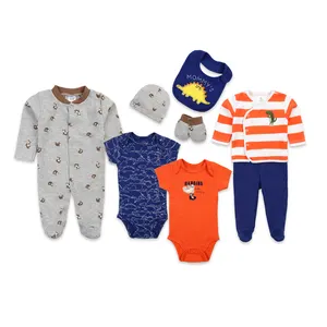 Conjuntos de ropa de moda para recién nacidos, pijamas de algodón con reposapiés para bebé, regalo, ropa de Navidad, 8 Uds.