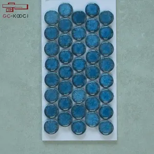 蓝色圆形裂纹图案玻璃马赛克厨房后挡板陶瓷设计