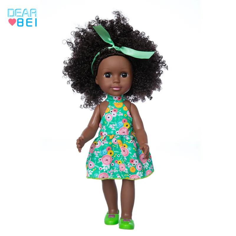 Черная кукла и комплект одежды для маленькой девочки 14 дюймов, подарок для девочки, африканские реалистичные силиконовые куклы с юбкой розы, платьем и обувью
